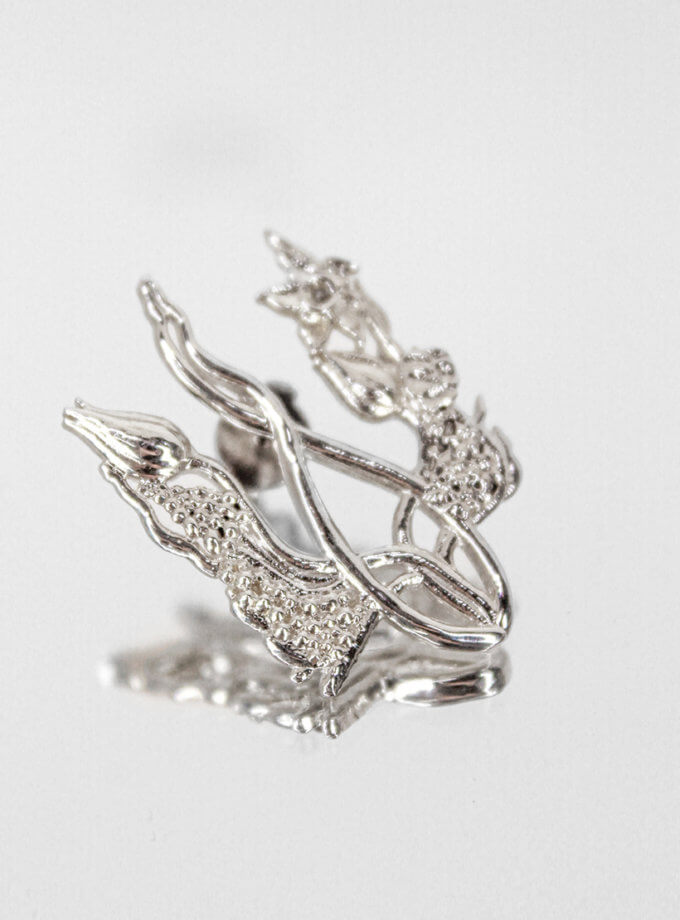 Брошка Квітучий тризуб (срібна з родієм) NGD_acc-brsh-kt-silver, фото 1 - в интернет магазине KAPSULA
