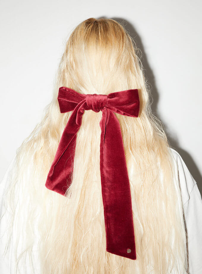 Бордо оксамитовий бант для волосся на заколці NST_BWBORDO, фото 1 - в интернет магазине KAPSULA