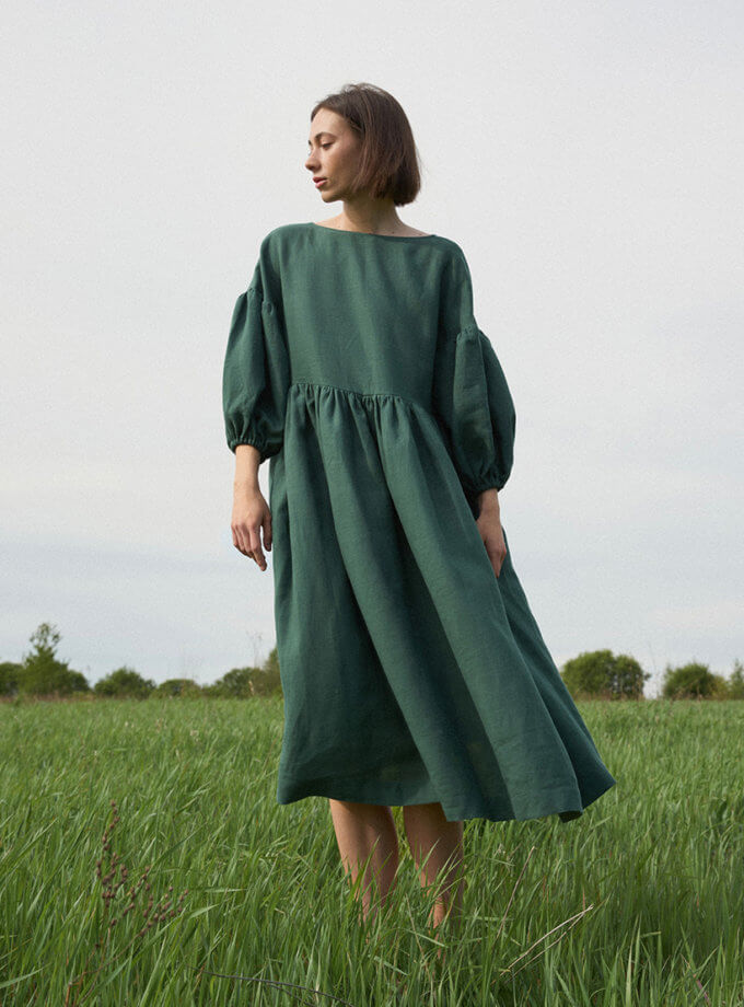 Лляна сукня з широкими рукавами DG_SS_15-1, фото 1 - в интернет магазине KAPSULA