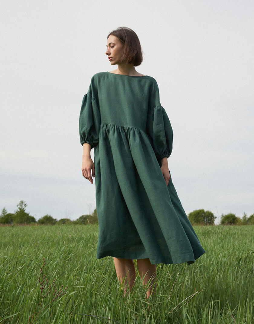 Лляна сукня з широкими рукавами DG_SS_15-1, фото 1 - в интернет магазине KAPSULA