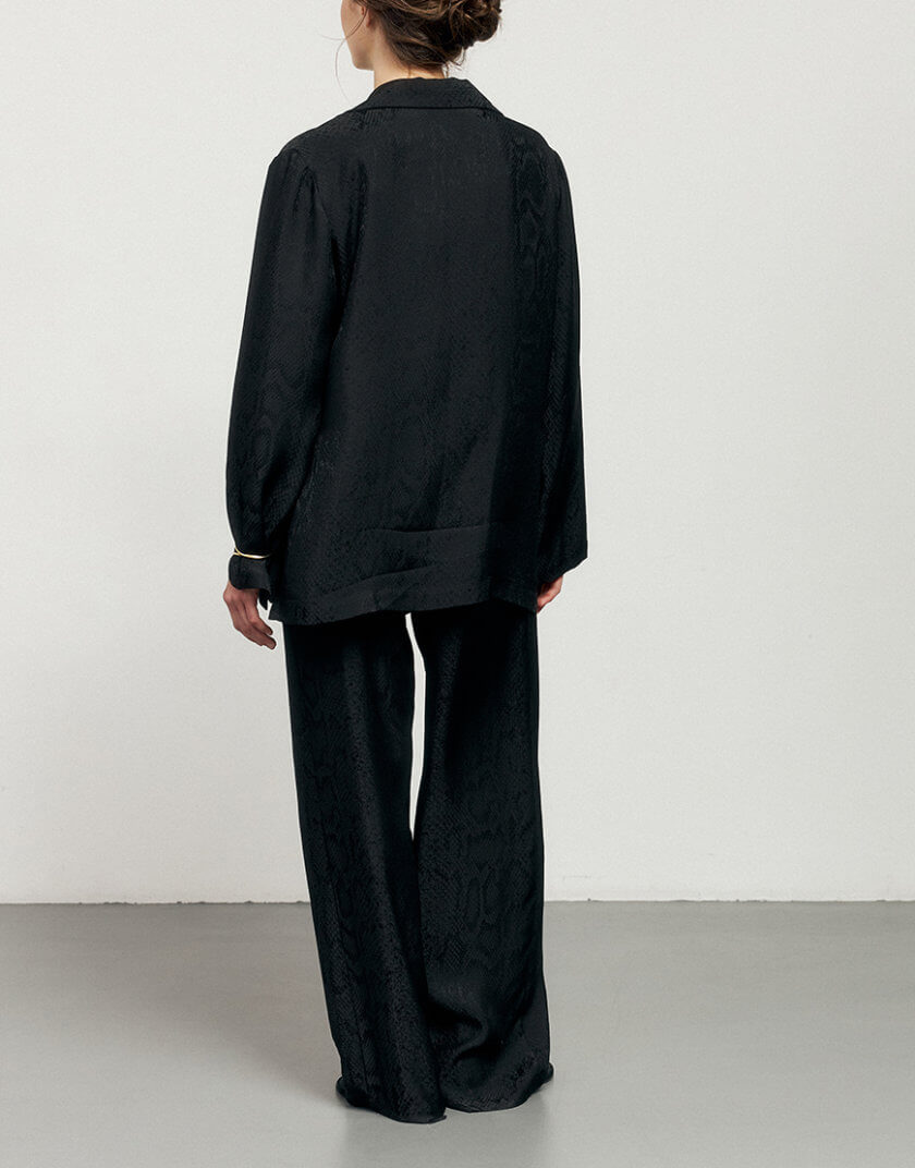 Чорні штани з анімалістичним принтом рептилія KLSVSUM241, фото 1 - в интернет магазине KAPSULA