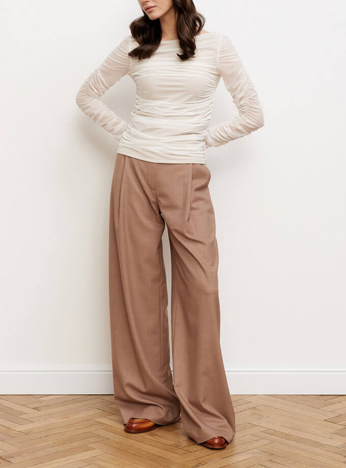 Бежеві брюки палаццо KLSVSP257-1-2-1-1, фото 1 - в интернет магазине KAPSULA