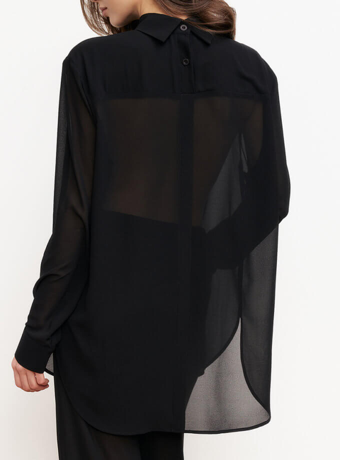 Чорна блуза з шифону KLSVSP257-1-3-1-3, фото 1 - в интернет магазине KAPSULA
