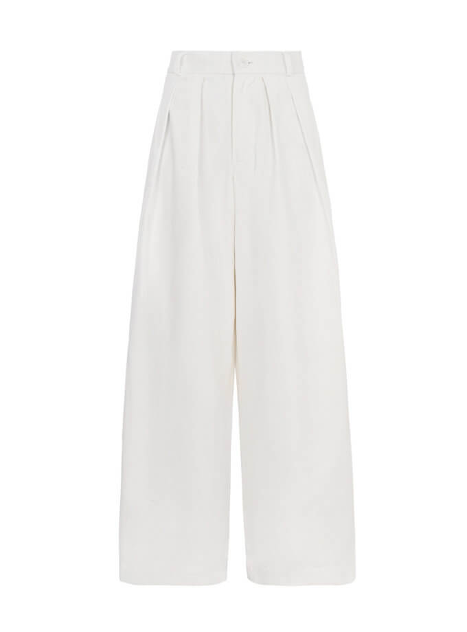Жіночі брюки широкі білі котон COV-SCP, фото 1 - в интернет магазине KAPSULA