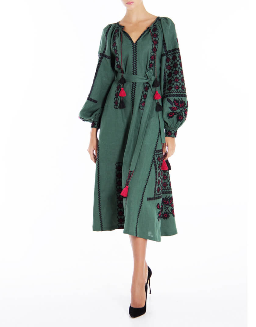 Зелений Шик міді сукня FOBERI_1108, фото 1 - в интернет магазине KAPSULA