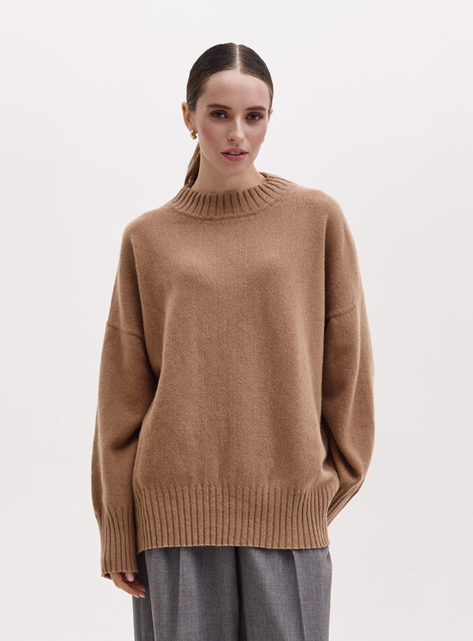 Светр об'ємний з вовни мериноса та кашеміру FRBC_ovcash_beige, фото 1 - в интернет магазине KAPSULA