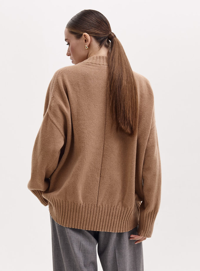 Светр об'ємний з вовни мериноса та кашеміру FRBC_ovcash_beige, фото 1 - в интернет магазине KAPSULA