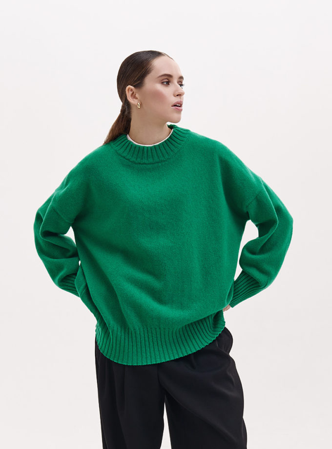 Светр об'ємний з вовни мериноса та кашеміру FRBC_ovcash_green, фото 1 - в интернет магазине KAPSULA