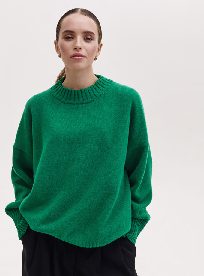 Светр об'ємний з вовни мериноса та кашеміру FRBC_ovcash_green, фото 1 - в интернет магазине KAPSULA