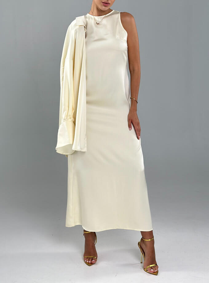 Сукня сатинова максі кольору топлене молоко TW_SS 33110, фото 1 - в интернет магазине KAPSULA