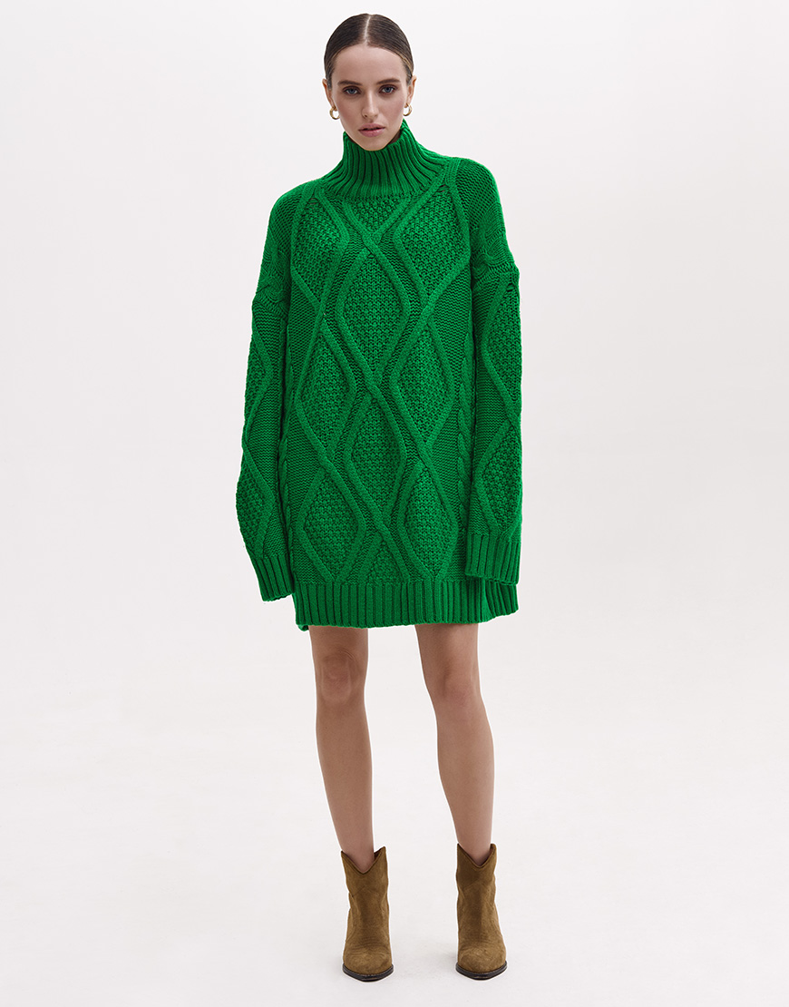 9249_PS Джемпер з візерунком косами зелений FIORE BIANCO (FRBC_FB_2303_green) - фото 5