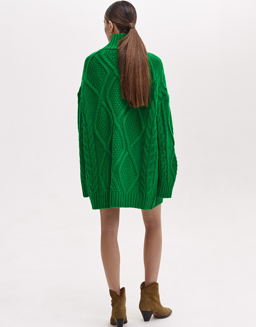 9272_PS Джемпер з візерунком косами зелений FIORE BIANCO (FRBC_FB_2303_green) - фото 4