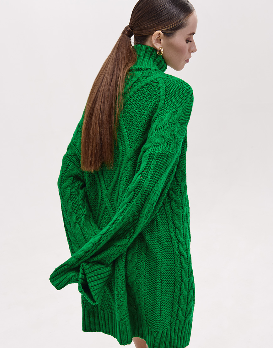 9298_PS Джемпер з візерунком косами зелений FIORE BIANCO (FRBC_FB_2303_green) - фото 3