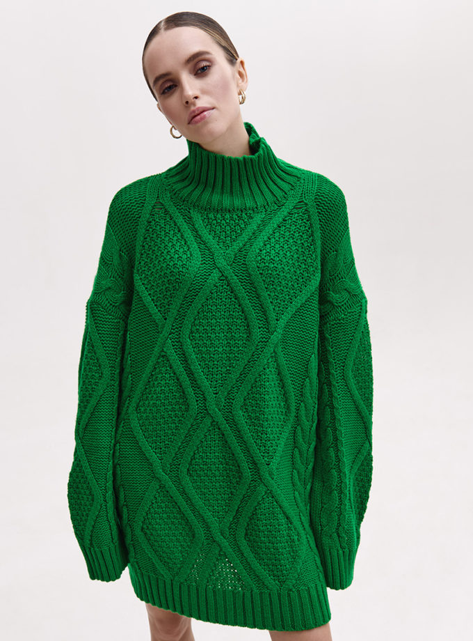 Джемпер з візерунком косами зелений FIORE BIANCO (FRBC_FB_2303_green)