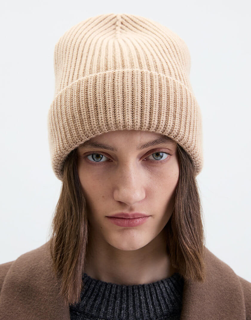 Шапка Beige Beanie IAM_BG/BG/HT, фото 1 - в интернет магазине KAPSULA