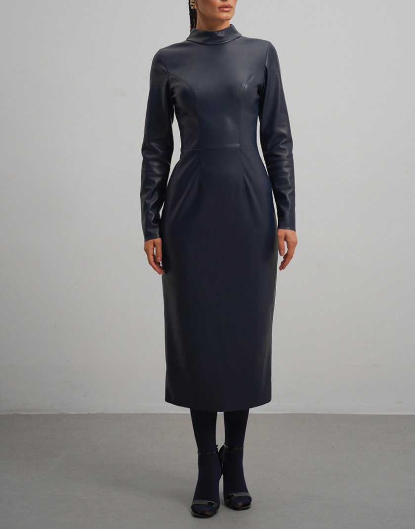Сукня силуетна шкіряна синя RSC_Leather-dress-001/3, фото 1 - в интернет магазине KAPSULA