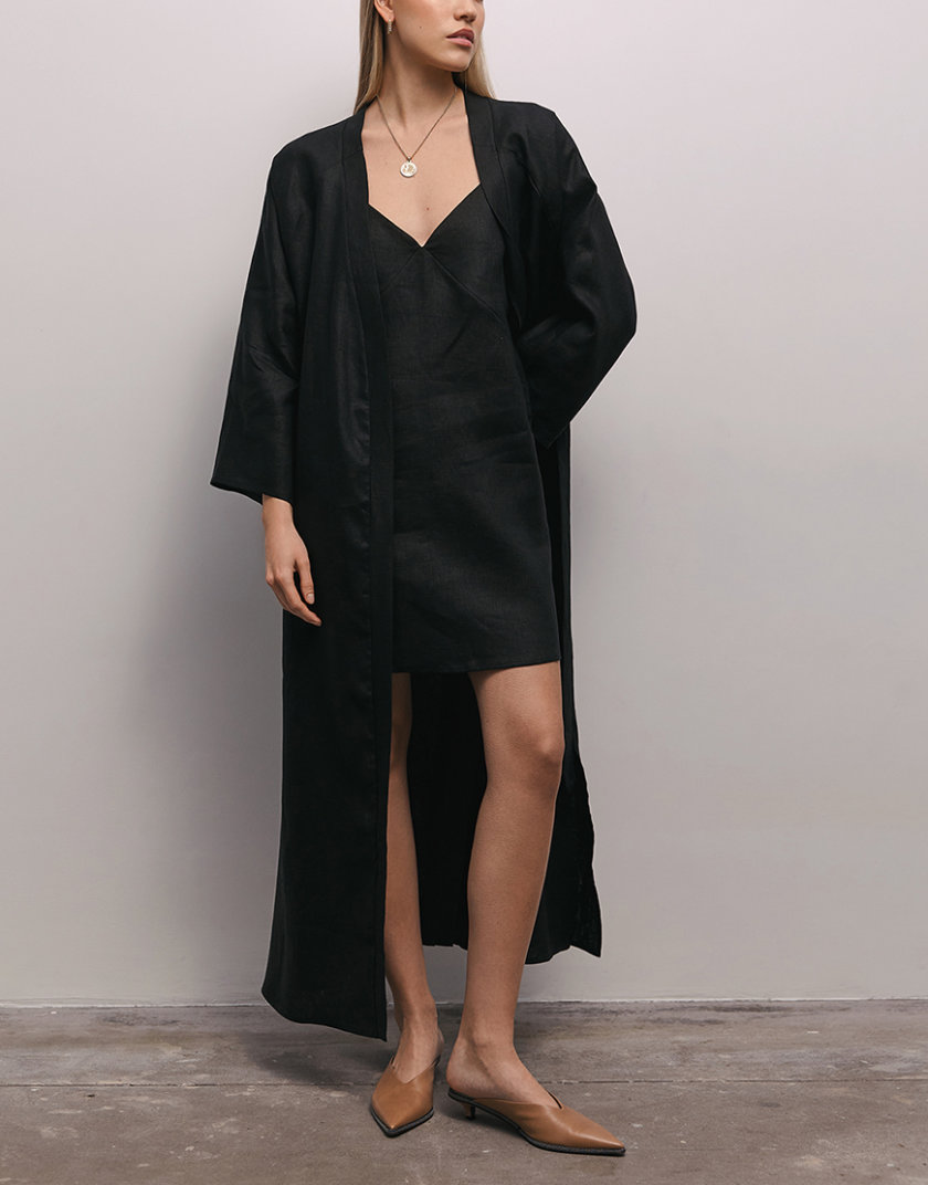 Кардиган довгий з льону CHLT_ Umbria_Cardigan_ Black, фото 1 - в интернет магазине KAPSULA