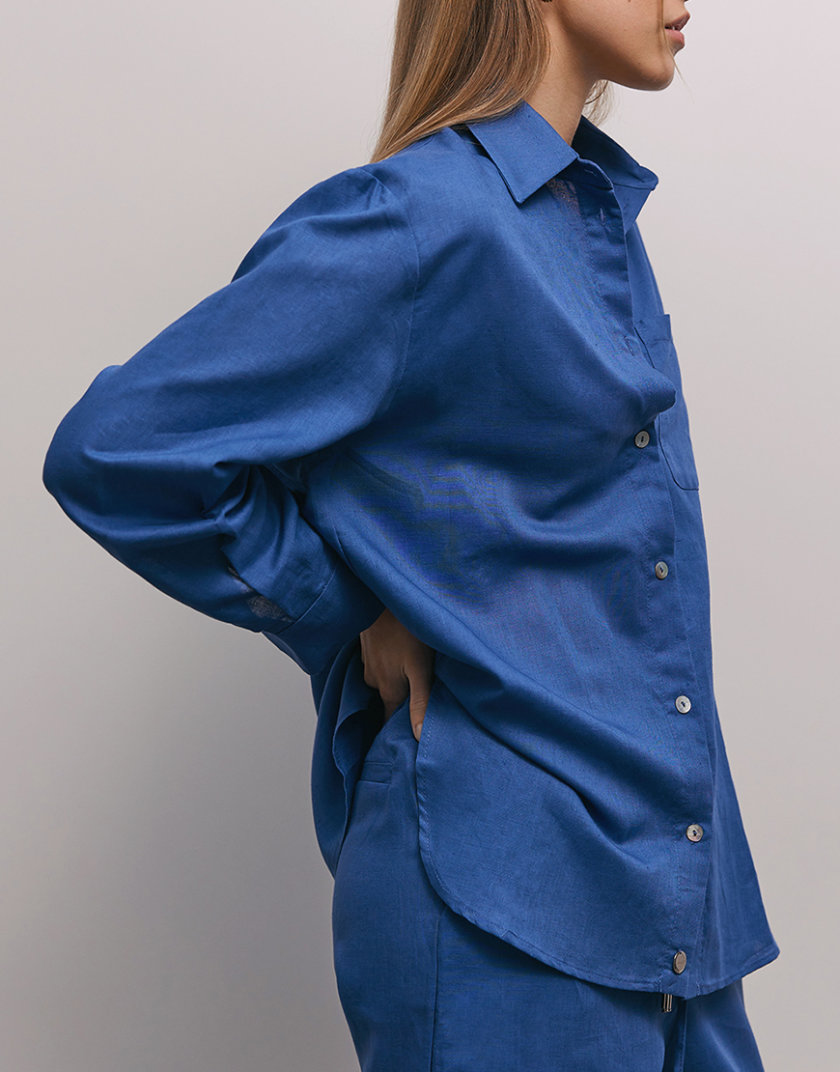 Сорочка з льону з довгим рукавом синя CHLT_Lombardy_Shirt_ Blue, фото 1 - в интернет магазине KAPSULA