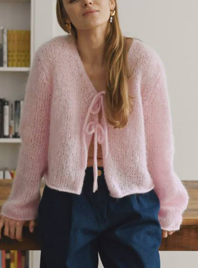 Кардиган на завʼязках Cloud - Pink NN-095-001-1, фото 1 - в интернет магазине KAPSULA