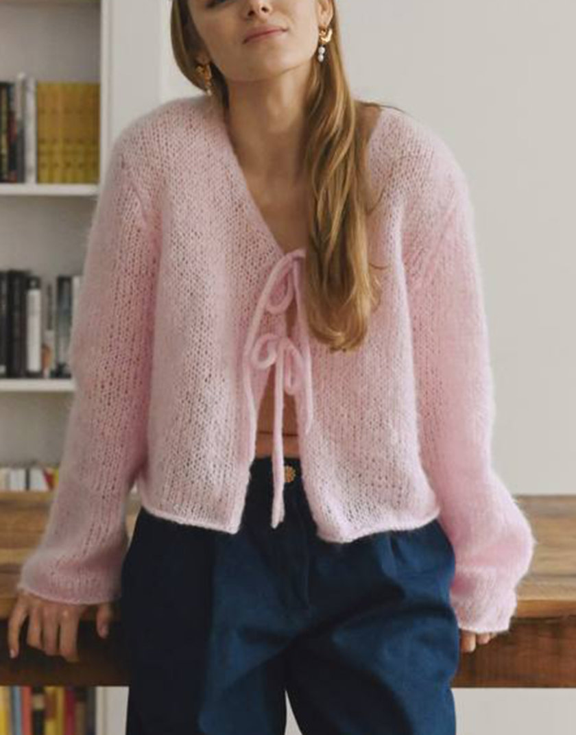 Кардиган на завʼязках Cloud - Pink NN-095-001-1, фото 1 - в интернет магазине KAPSULA