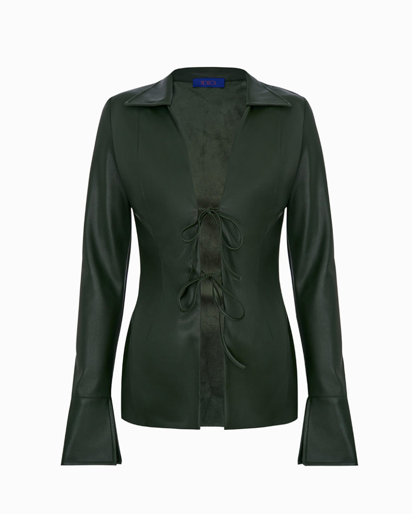 Костюм на зав'язки з еко-шкіри хакі RSC_suit_eco-leather_wlaces_002, фото 1 - в интернет магазине KAPSULA