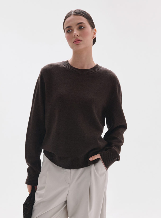 Джемпер з круглою горловиною шоколад FIORE BIANCO (FRBC_FB_0602_brown)