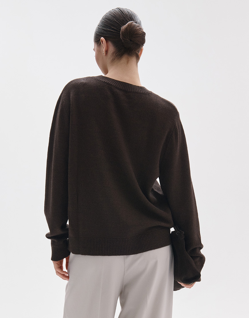 fioro_34350_PS Джемпер з круглою горловиною шоколад FIORE BIANCO (FRBC_FB_0602_brown) - фото 2