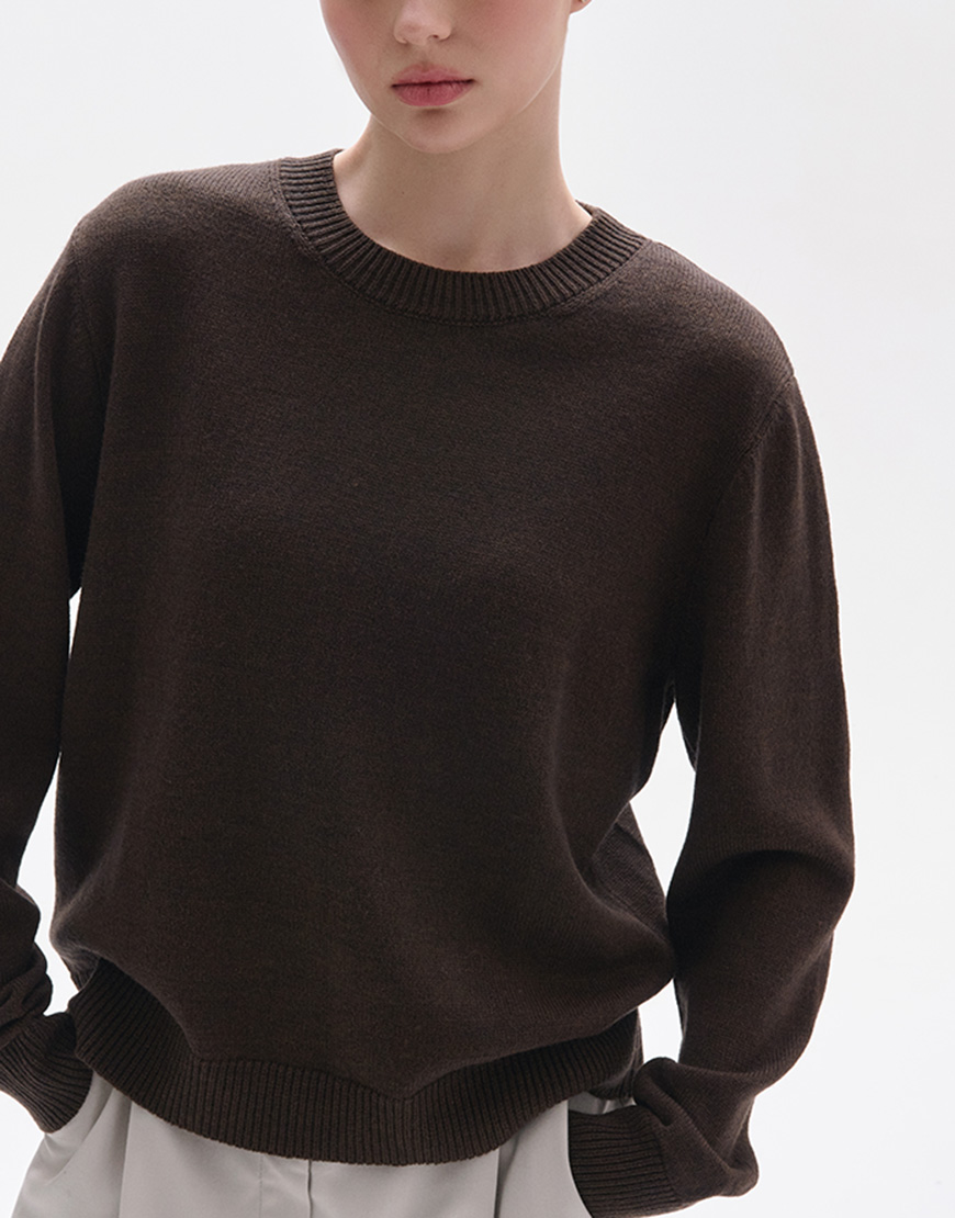 fioro_34365_PS Джемпер з круглою горловиною шоколад FIORE BIANCO (FRBC_FB_0602_brown) - фото 4