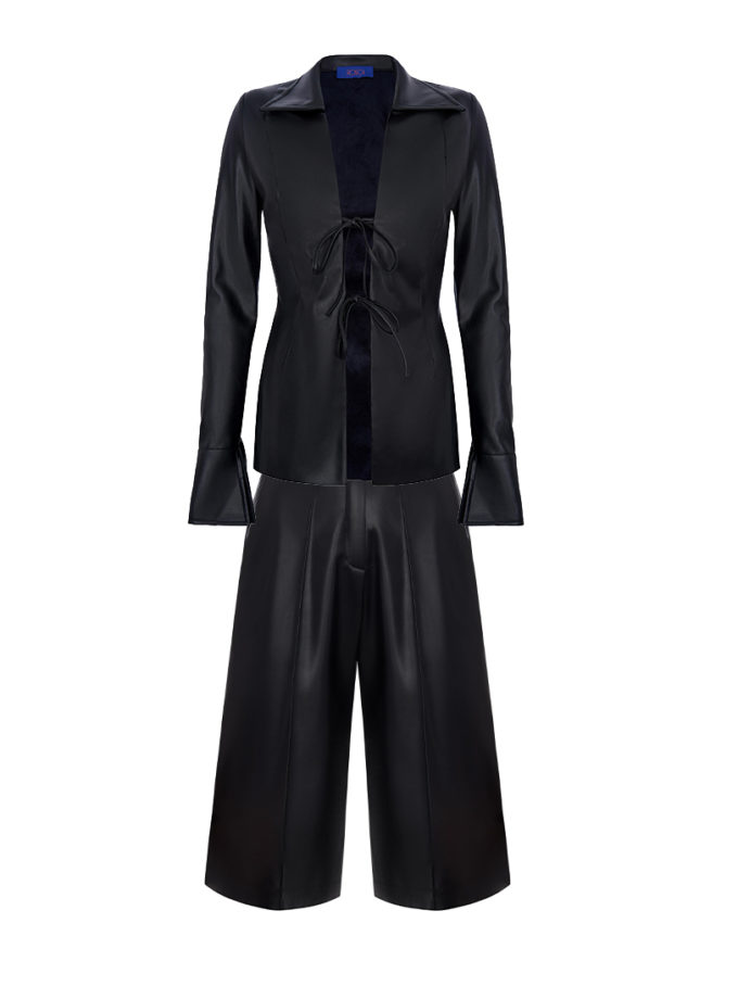 Костюм на зав'язки з еко-шкіри чорний RSC_suit_eco-leather_wlaces_005, фото 1 - в интернет магазине KAPSULA