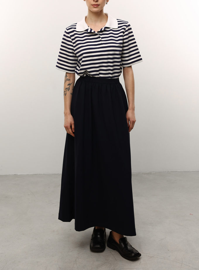 Спідниця кльош з кишенями у кольорі navy blue LS_0015_25, фото 1 - в интернет магазине KAPSULA