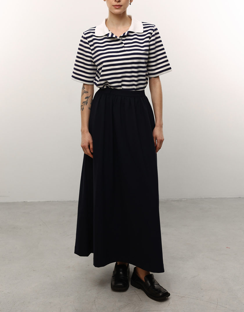 Спідниця кльош з кишенями у кольорі navy blue LS_0015_25, фото 1 - в интернет магазине KAPSULA