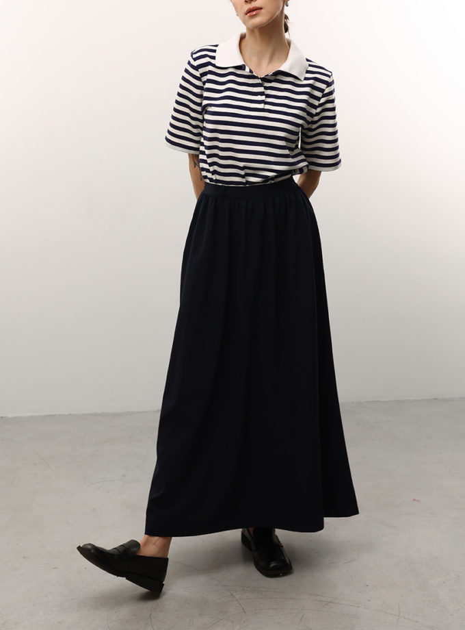 Спідниця кльош з кишенями у кольорі navy blue LS_0015_25, фото 1 - в интернет магазине KAPSULA