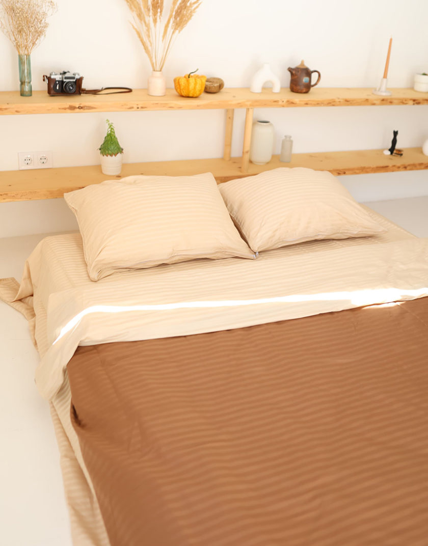 Комплект постільної білизни Сатин beige+caramel №7+9 BEDCLZ_13900, фото 1 - в интернет магазине KAPSULA