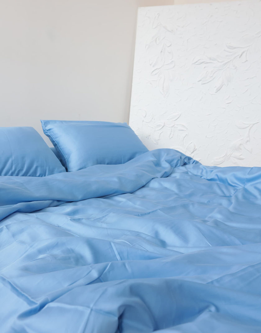 Комплект постільної білизни Блакитний  сатин №43 BEDCLZ_10760, фото 1 - в интернет магазине KAPSULA