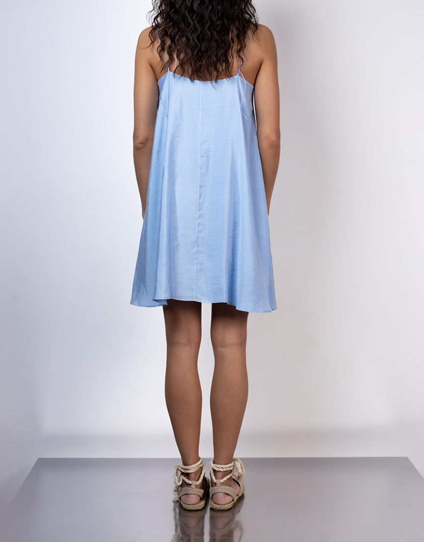Сукня на тонких бретелях міні блакитна ZHRK_Kzss2500004dressmidiblu, фото 1 - в интернет магазине KAPSULA