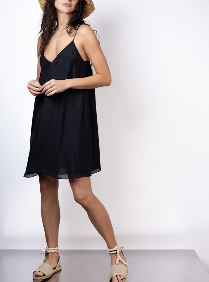 Сукня на тонких бретелях міні чорна ZHRK_Kzss2500004dressmidibl, фото 1 - в интернет магазине KAPSULA