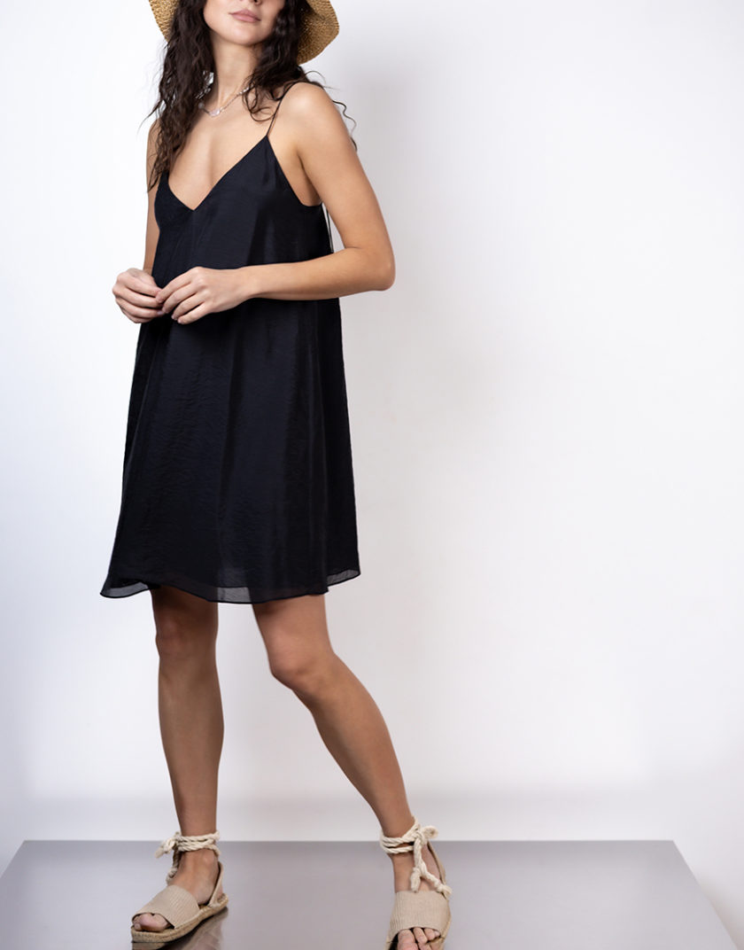Сукня на тонких бретелях міні чорна ZHRK_Kzss2500004dressmidibl, фото 1 - в интернет магазине KAPSULA