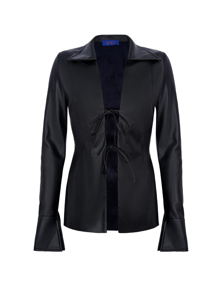 Костюм на зав'язки з еко-шкіри чорний RSC_suit_eco-leather_wlaces_005, фото 1 - в интернет магазине KAPSULA
