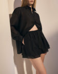 Шорти Double Ruffles у чорному кольорі ATT_SHRTBL06, фото 1 - в интернет магазине KAPSULA