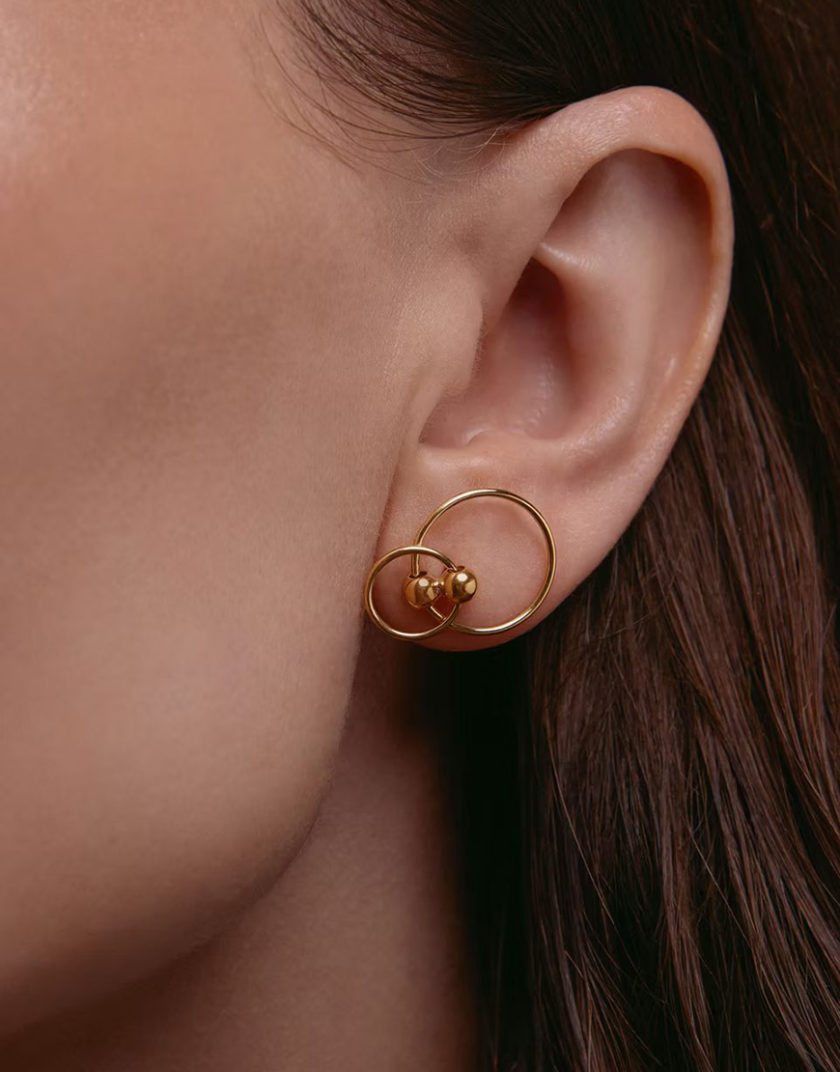Сережки-трансформери Центро Гранде зі срібла в позолоті ORX_earring_grande_gp, фото 1 - в интернет магазине KAPSULA
