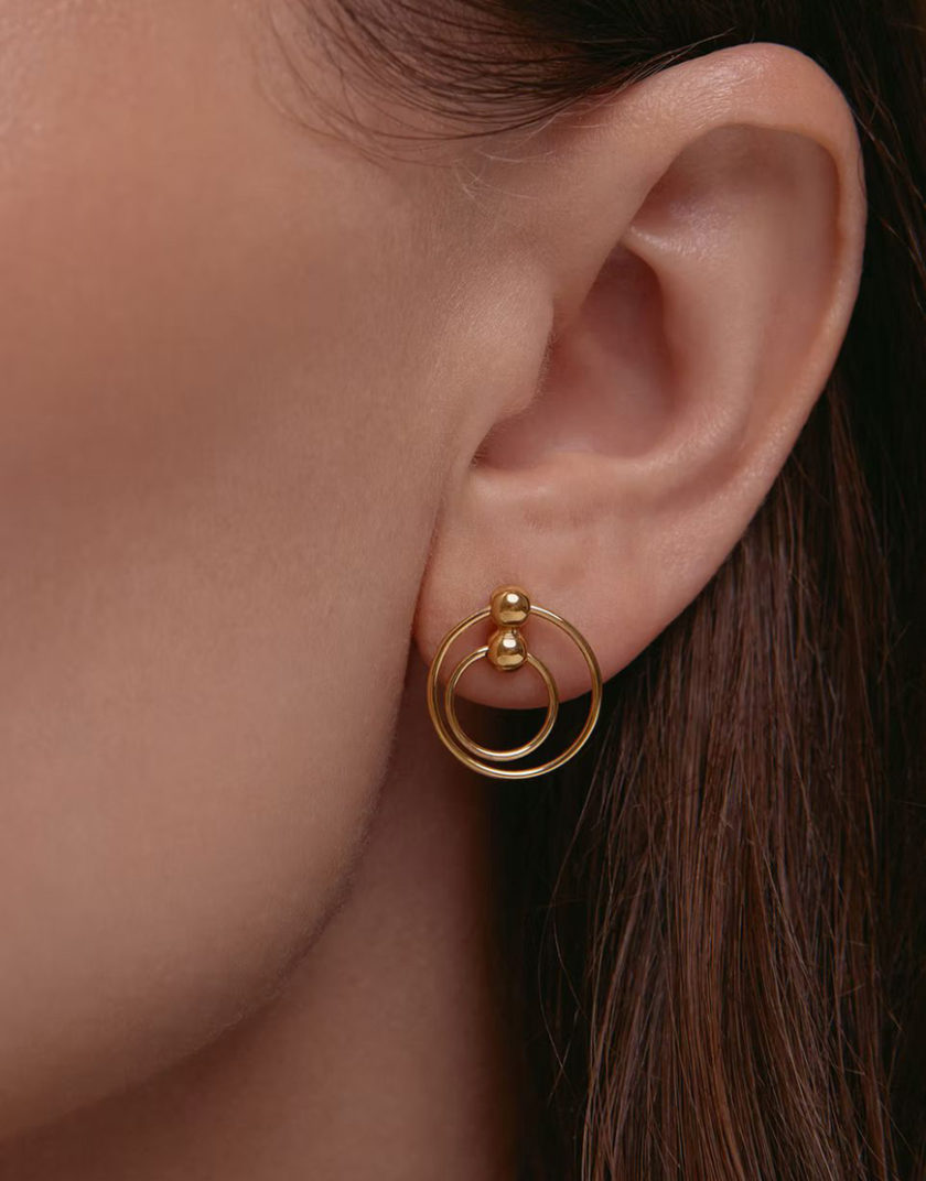 Сережки-трансформери Центро Гранде зі срібла в позолоті ORX_earring_grande_gp, фото 1 - в интернет магазине KAPSULA