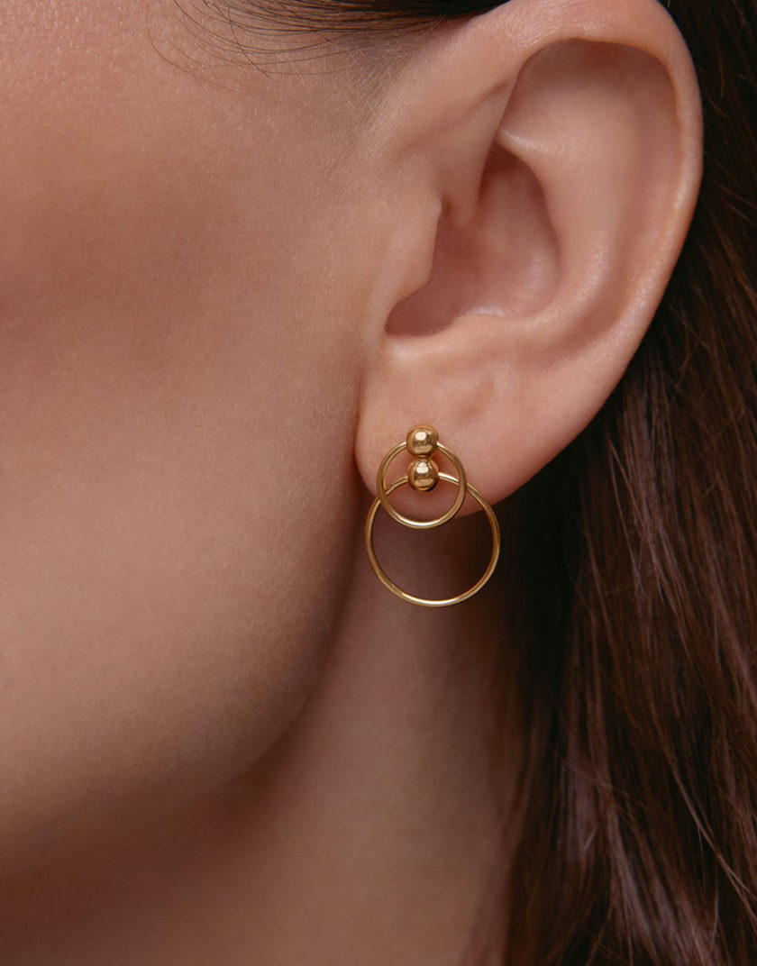 Сережки-трансформери Центро Гранде зі срібла в позолоті ORX_earring_grande_gp, фото 1 - в интернет магазине KAPSULA