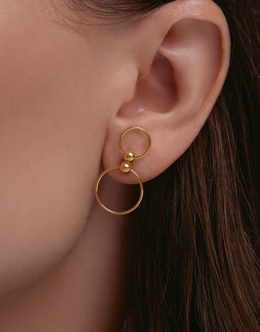 Сережки-трансформери Центро Гранде зі срібла в позолоті ORX_earring_grande_gp, фото 1 - в интернет магазине KAPSULA