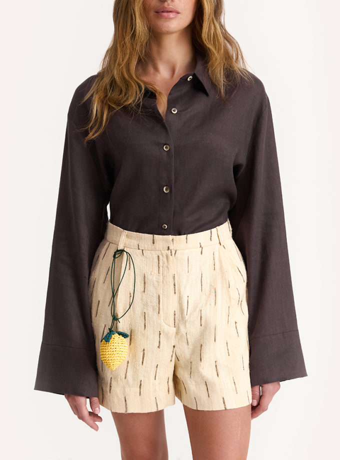 Сорочка June Linen  in Brown IAM_JN/LNN/SHRT/BRWN, фото 1 - в интернет магазине KAPSULA