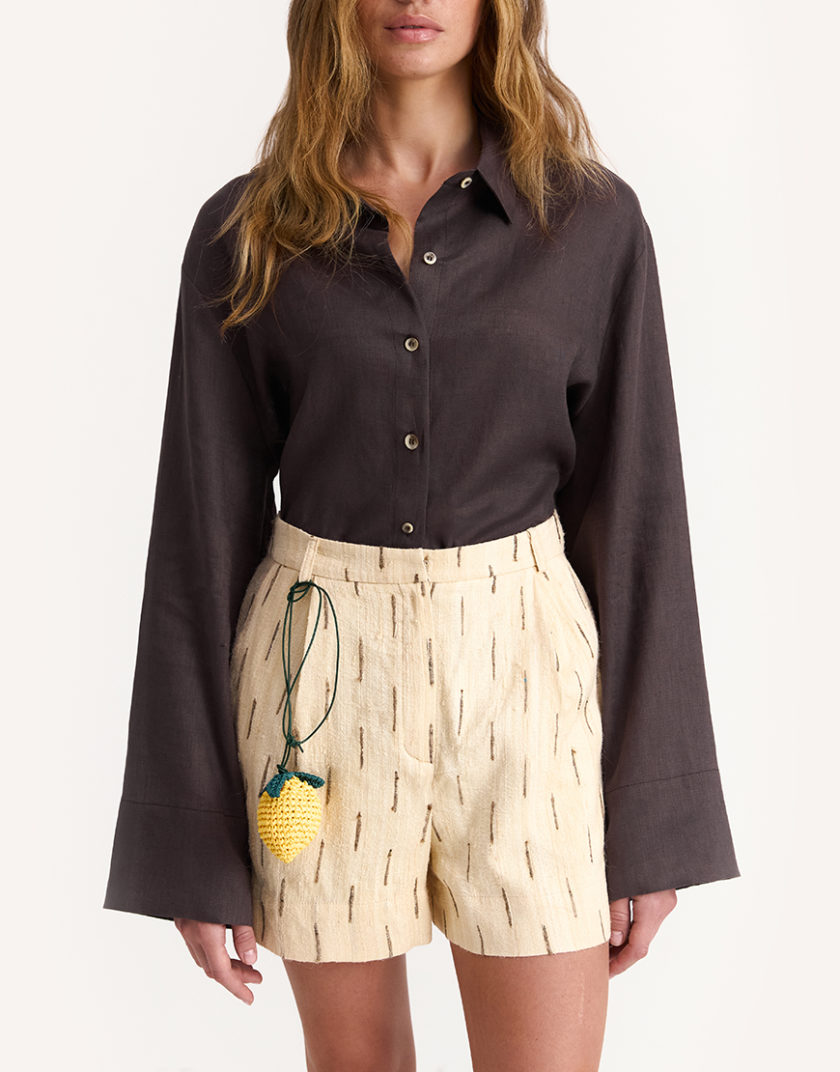 Сорочка June Linen  in Brown IAM_JN/LNN/SHRT/BRWN, фото 1 - в интернет магазине KAPSULA