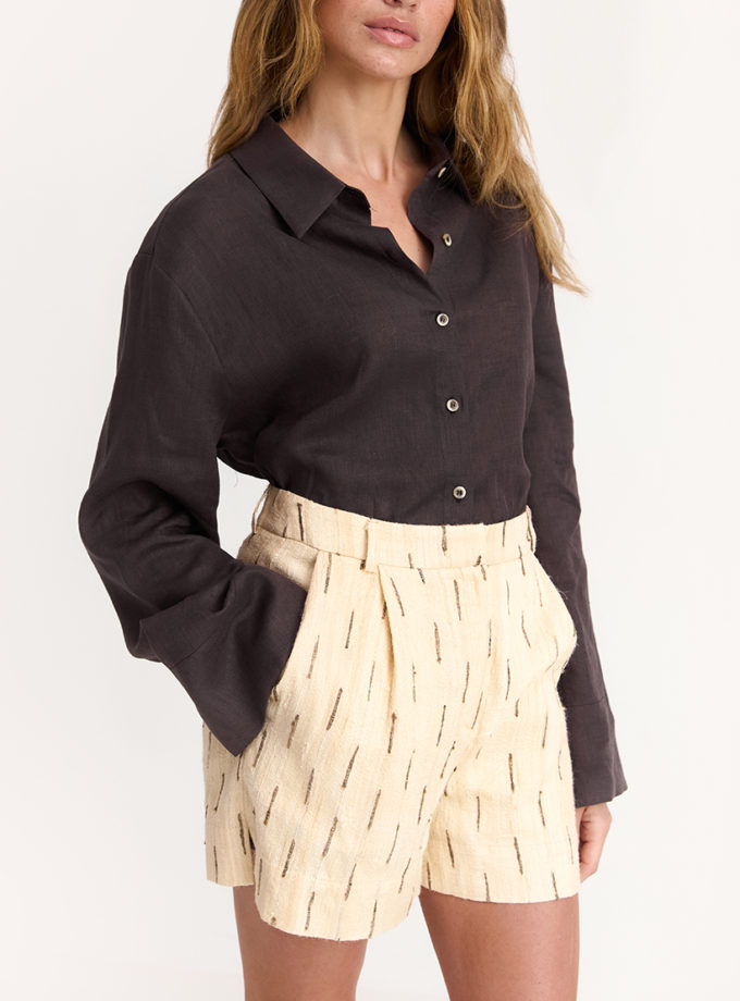 Сорочка June Linen  in Brown IAM_JN/LNN/SHRT/BRWN, фото 1 - в интернет магазине KAPSULA
