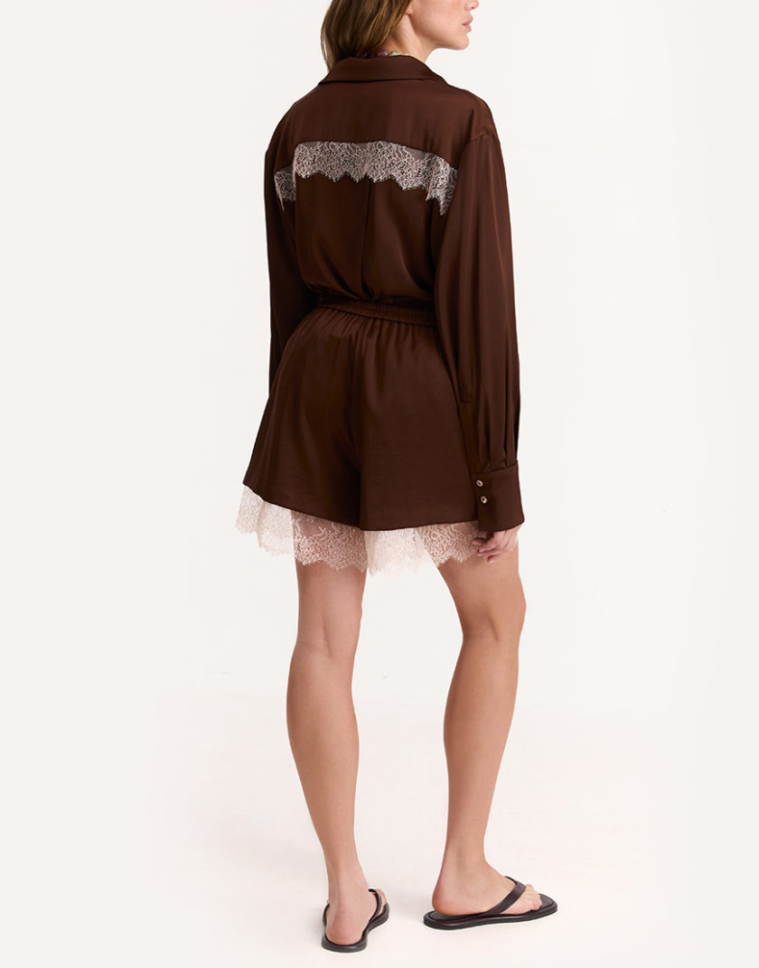 Шорти Maree Relaxed Satin  in Chocolate IAM_MR/SRN/SHO/CHCLT, фото 1 - в интернет магазине KAPSULA