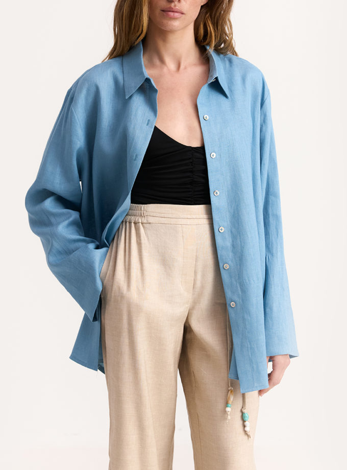 Сорочка June Linen in Sky Blue IAM_JN/LNN/SHRT/BL, фото 1 - в интернет магазине KAPSULA