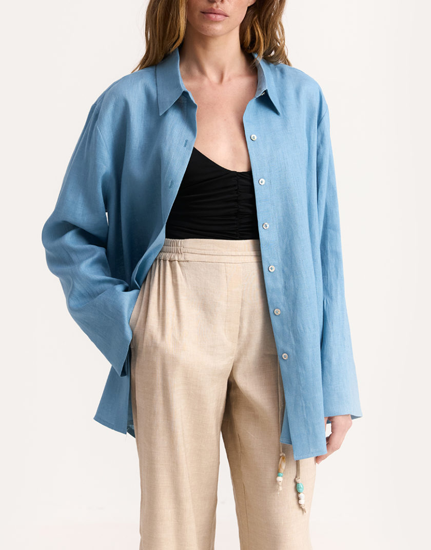 Сорочка June Linen in Sky Blue IAM_JN/LNN/SHRT/BL, фото 1 - в интернет магазине KAPSULA
