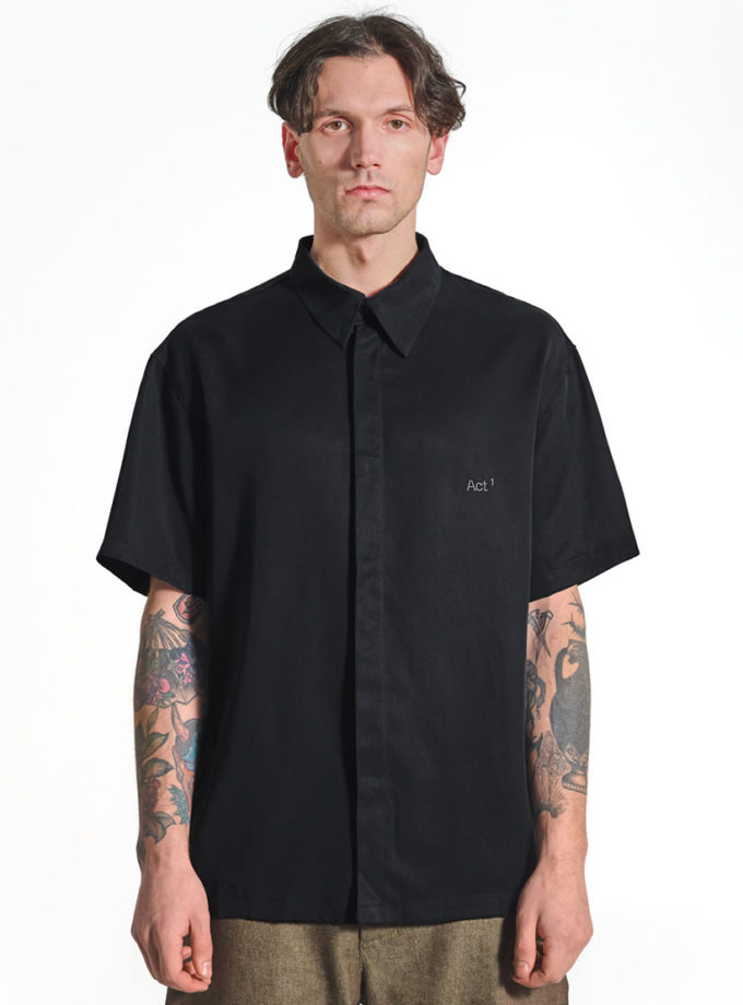 Сорочка Button up tencel shirt black ACT_SS25031, фото 1 - в интернет магазине KAPSULA